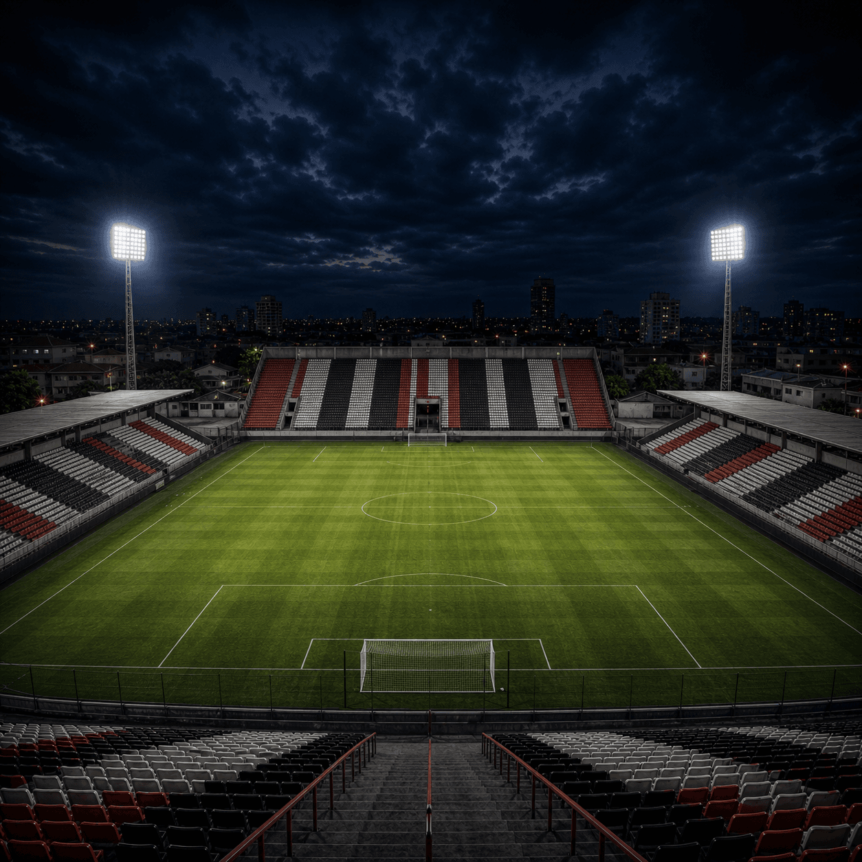 Estadio Estadio Santa Cruz em imagem autoral sem escudos ou marcas, para jogos do Botafogo SP