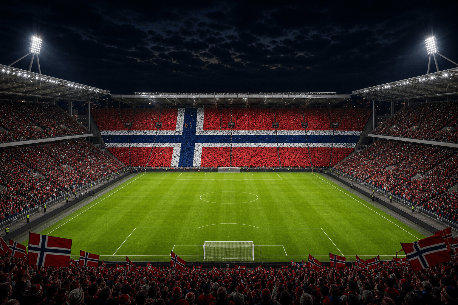Estadio Ullevaal Stadion em imagem autoral sem escudos ou marcas, para jogos da Noruega F