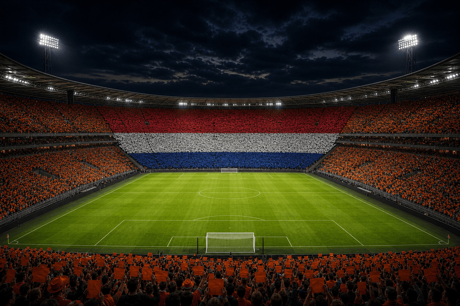 Estadio De Kuip em imagem autoral sem escudos ou marcas, para jogos dos Países Baixos F