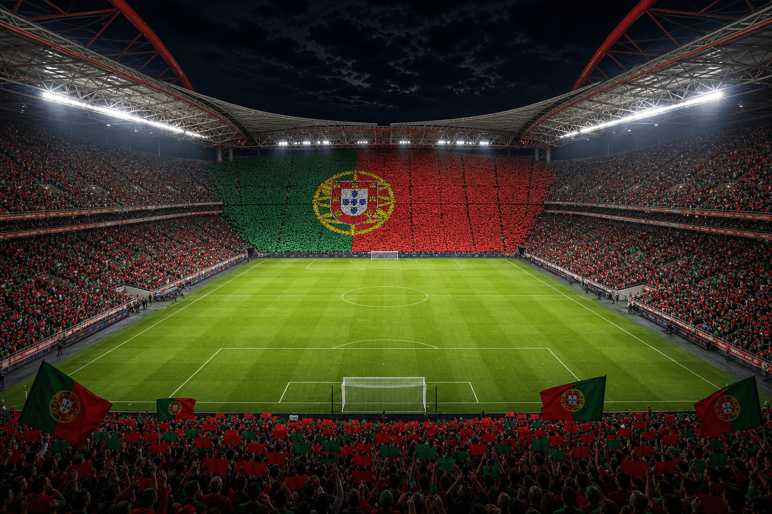 Estadio Estadio da Luz em imagem autoral sem escudos ou marcas, para jogos de Portugal F