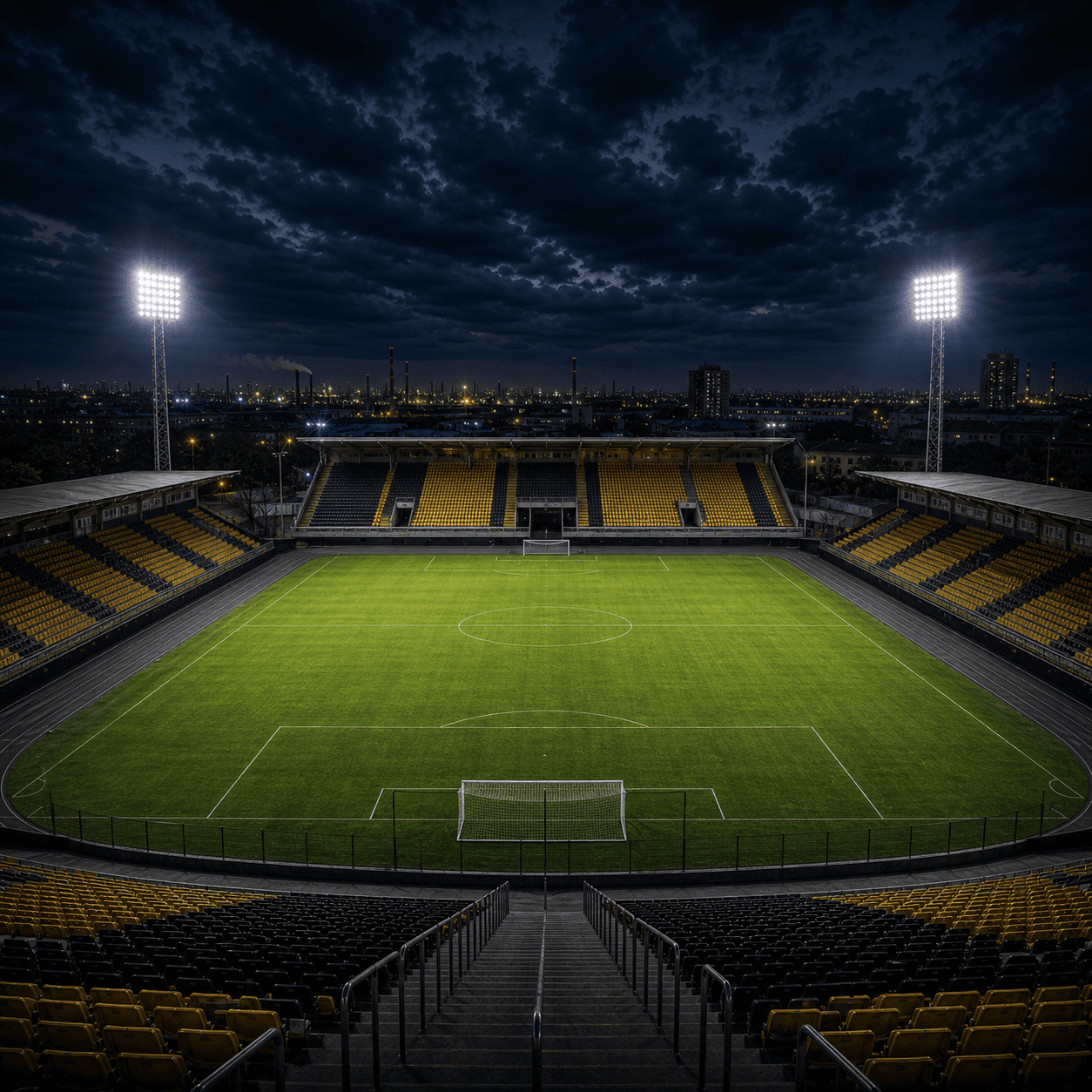 Estadio Estadio Primeiro de Maio em imagem autoral sem escudos ou marcas, para jogos do São Bernardo