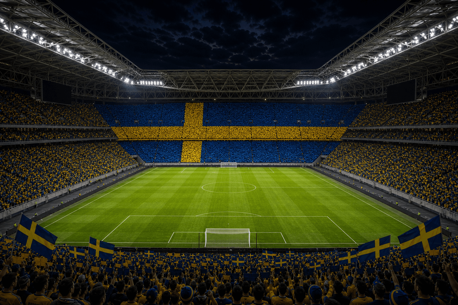 Estadio Friends Arena em imagem autoral sem escudos ou marcas, para jogos da Suécia F