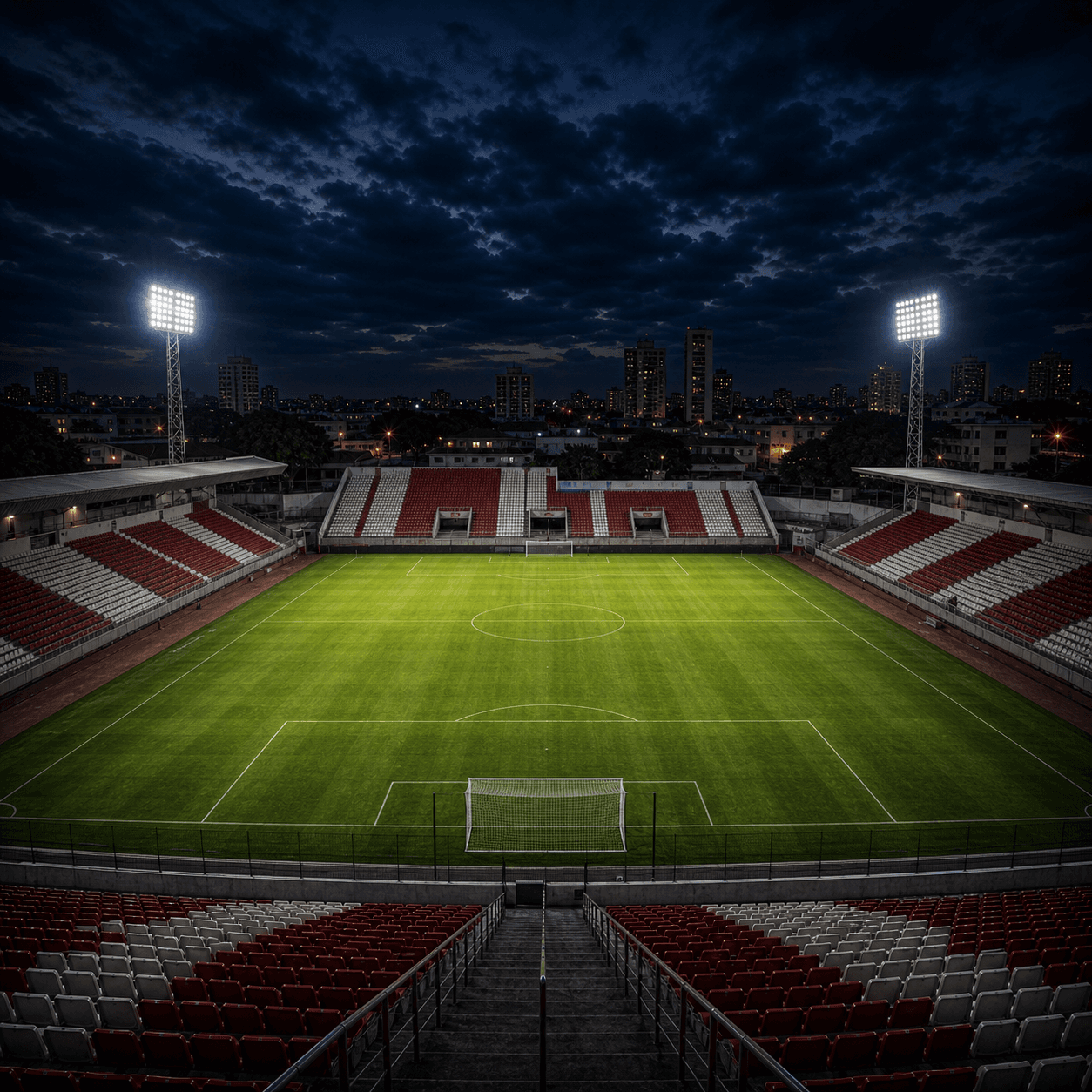 Estadio Onesio Brasileiro Alvarenga em imagem autoral sem escudos ou marcas, para jogos do Vila Nova