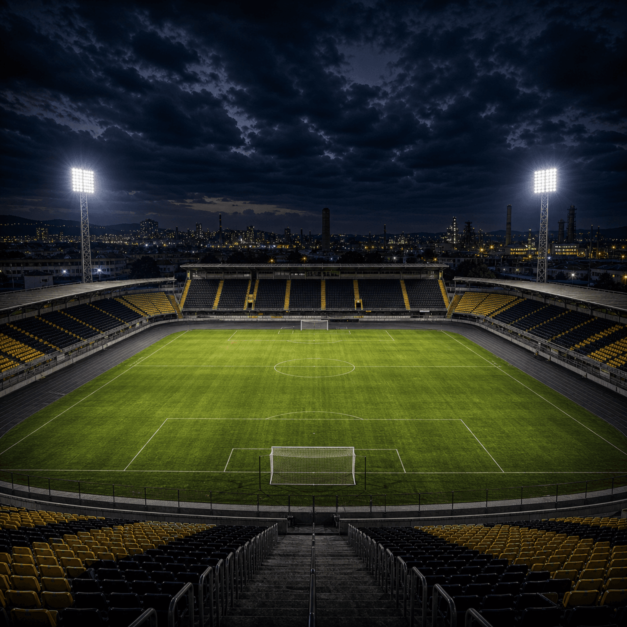 Estadio Raulino de Oliveira em imagem autoral sem escudos ou marcas, para jogos do Volta Redonda